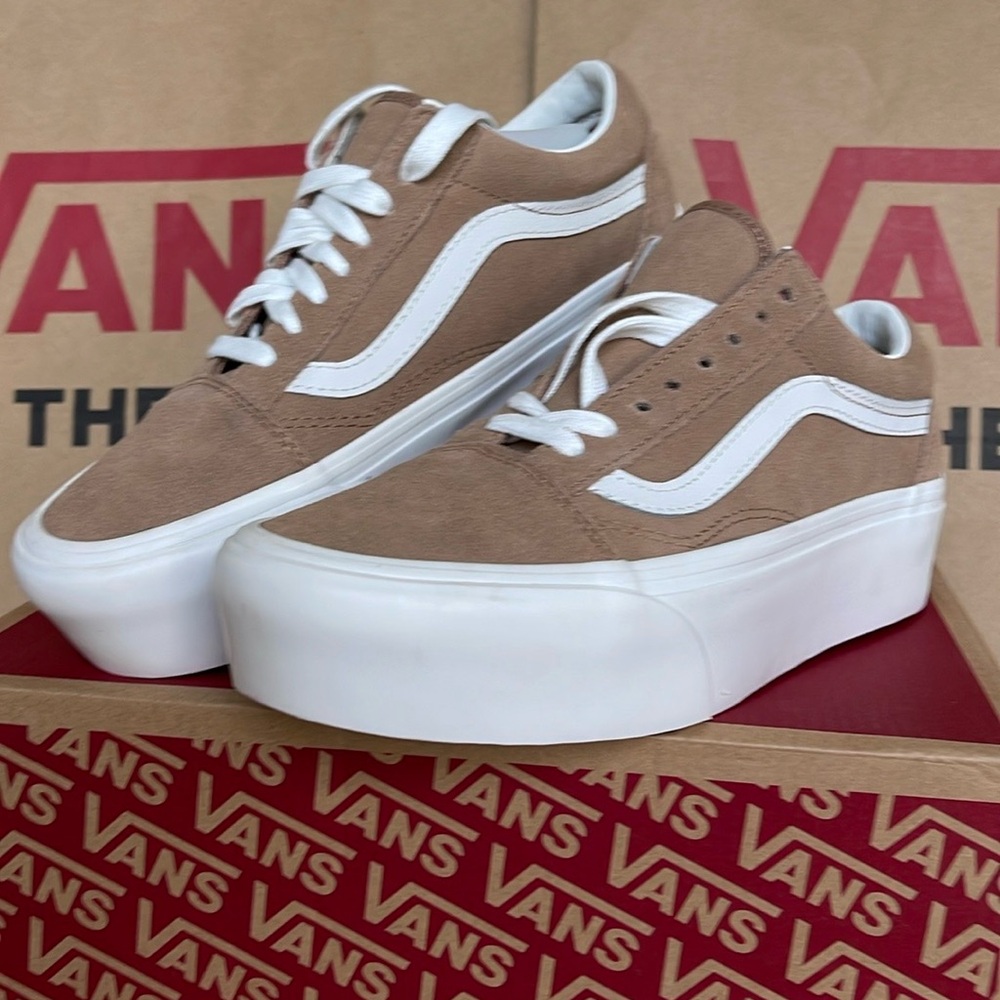 Vans Platform Sneakers Tan and White - Picture 12 of 16